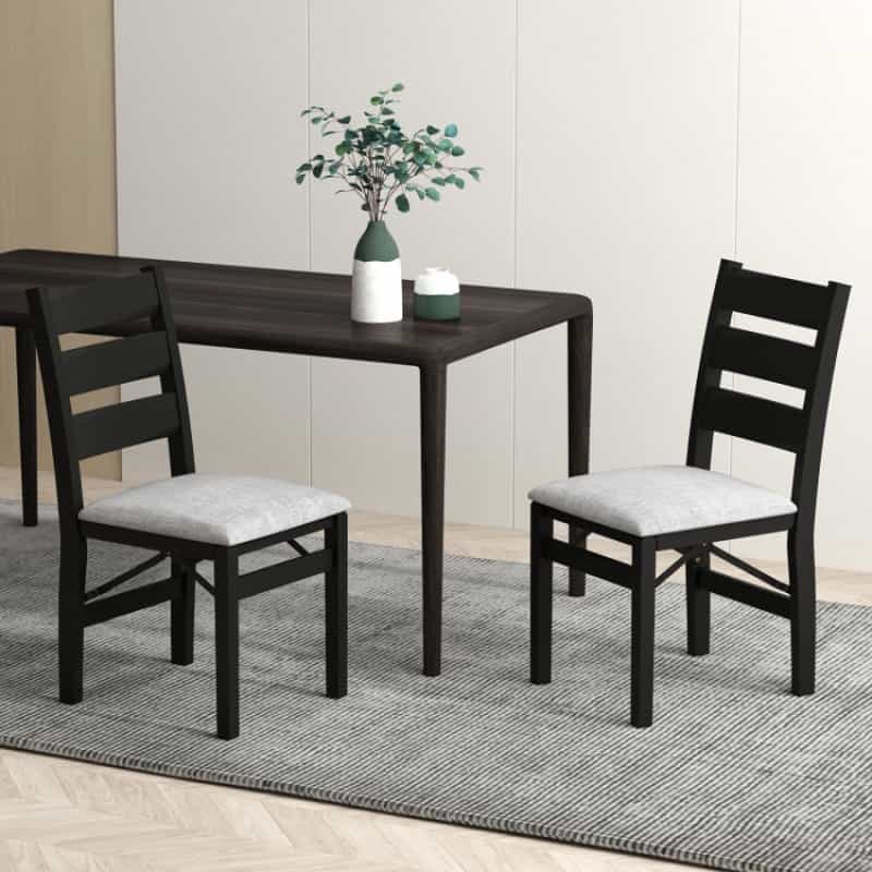Modern Upholstered Folding Chairs Set Of 2 With Comfy Backrest-Black