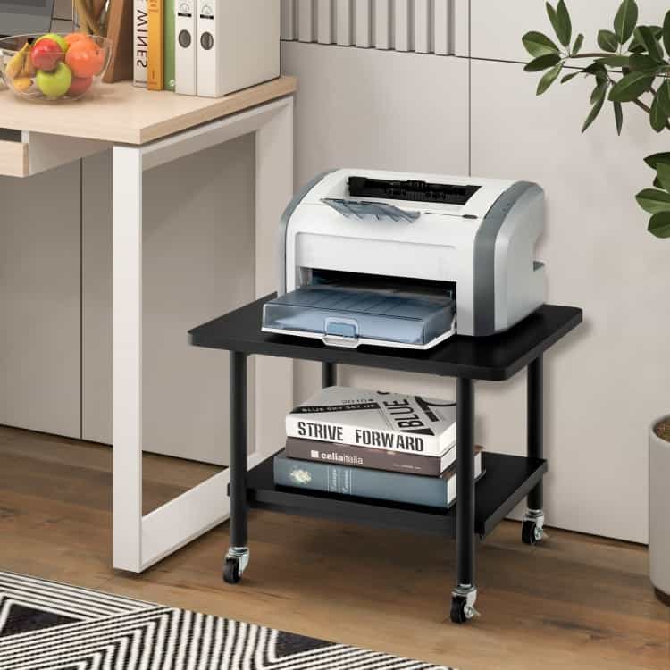 Under Desk Printer Stand With 4 Wheels And Locking Mechanism-Black