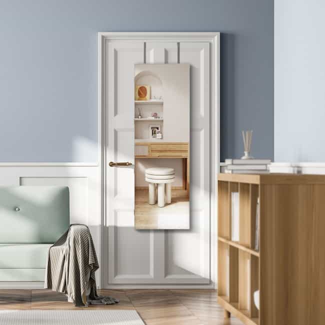 Lockable Storage Jewelry Cabinet With Frameless Mirror