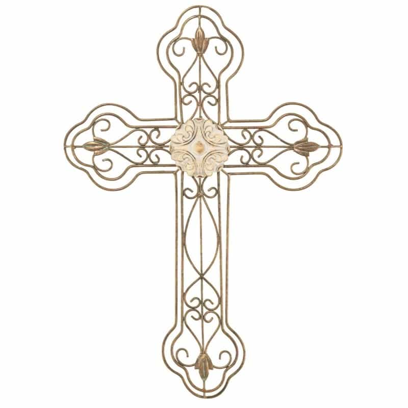 Metal Wall Cross Patina Finish 20.25In