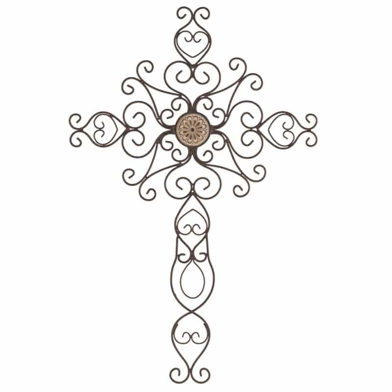 Metal Wall Cross Patina Bronze 25.625"