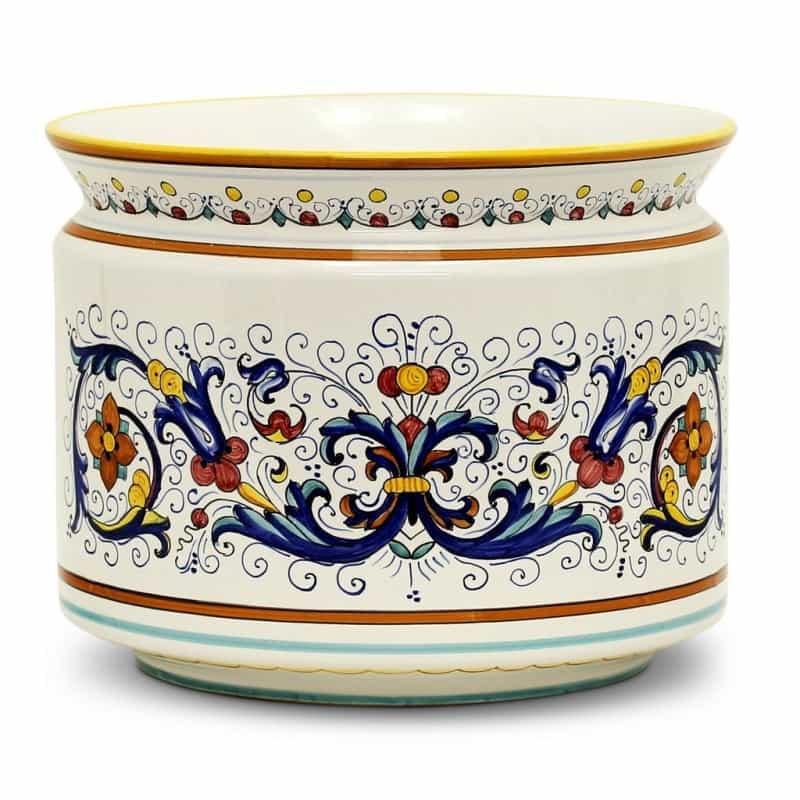 Ricco Deruta: Cylindrical Cover Pot Ricco Deruta Design - Cachepot Planter (Large)