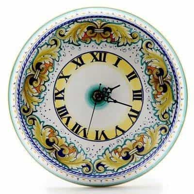Deruta Vario: Round Wall Clock Dec Foglie Verdi