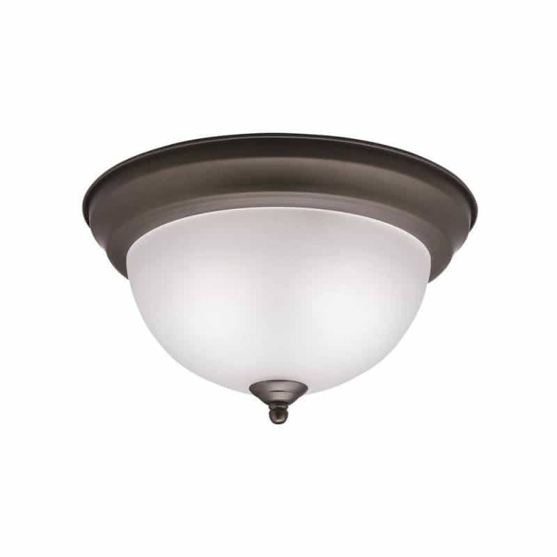 Signature 6-1/2 X 11-1/2 In. 60 W 2-Light Medium Flush Mount Ceiling Fixture In Old Bronze