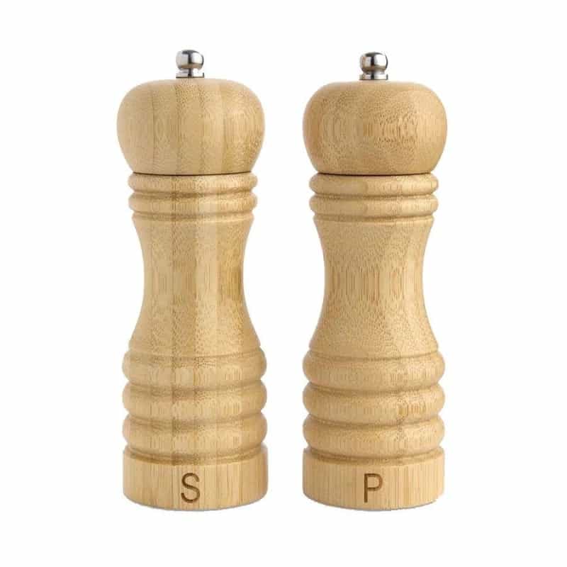 Harold Import Hic 6" Bamboo Salt And Peppermill With Ceramic Grinder Set Of 2