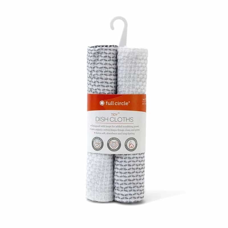 Full Circle Tidy 100% Organic Cotton Gray Dish Cloths Set Of 3