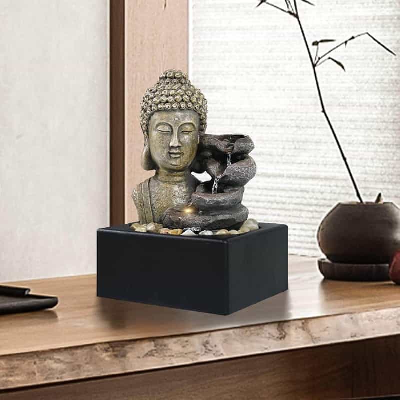 Ferrisland Buddha Tabletop Waterfall Fountain Indoor 4-Tiers