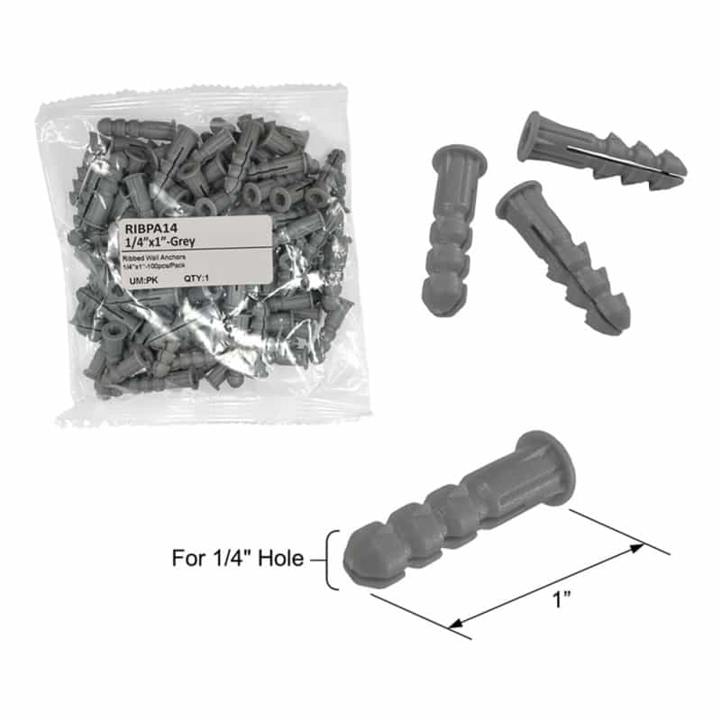 – Glass Simple Plastic Ribbed Anchor With Shoulder 100 Pack