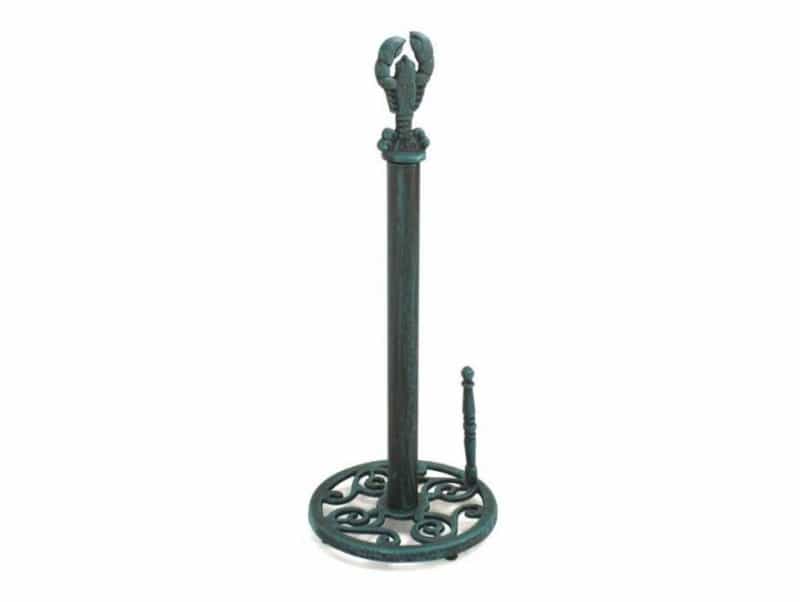 Seaworn Blue Cast Iron Lobster Paper Towel Holder 16"
