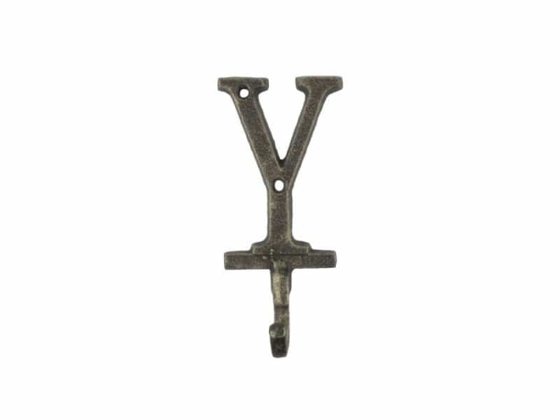 Rustic Gold Cast Iron Letter Y Alphabet Wall Hook 6"