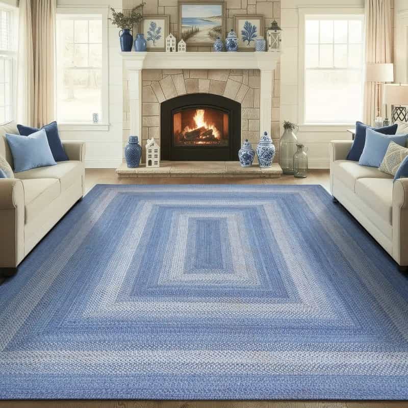 Denim Blue Jute Braided Rugs