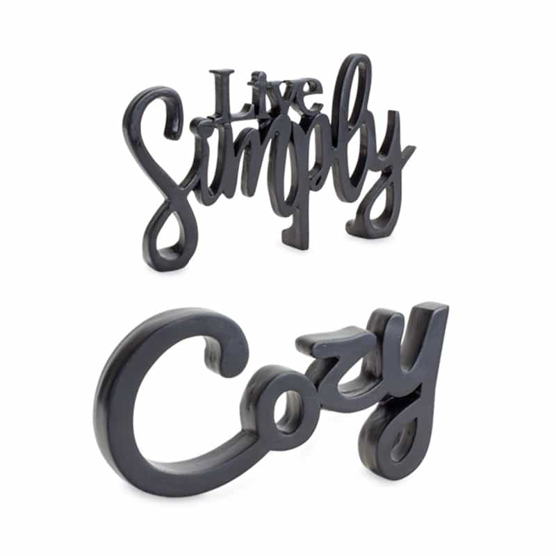 Cozy And Simply Sign (Set Of 2) 8.25"L X 5"H, 9.75"L X 5"H Resin