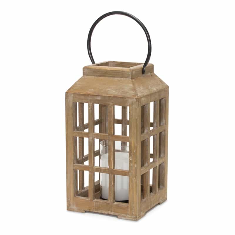Lantern 6.75"D X 17"H Wood/Glass