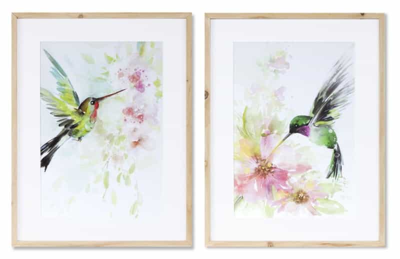 Hummingbird Watercolor (Set Of 2) 15.25" X 19.75"H Wood/Mdf