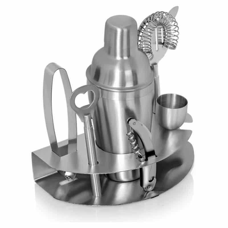 Stainless Steel Bar Set With Cocktail Shaker And Tools