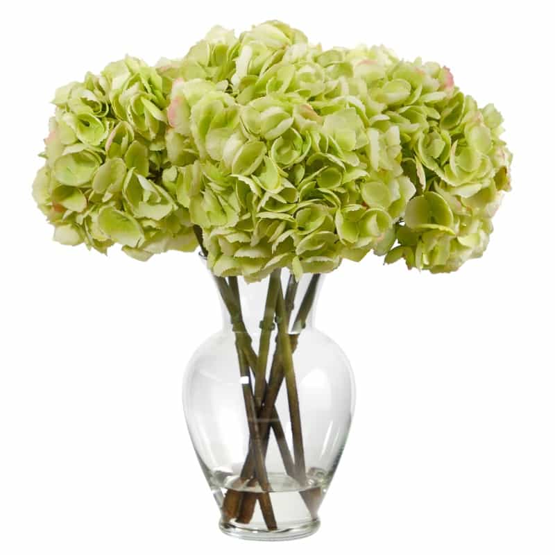 18” Hydrangea Artificial Arrangement In Glass Vase