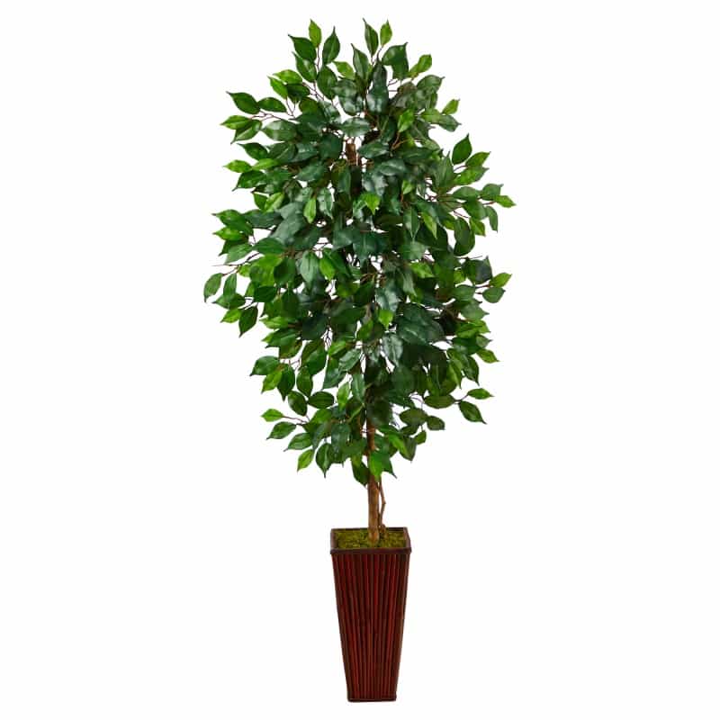 5’ Ficus Artificial Tree In Bamboo Planter