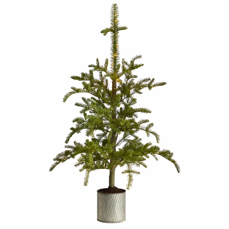 4.5’ Pre-Lit Christmas Pine Artificial Tree In Decorative Planter