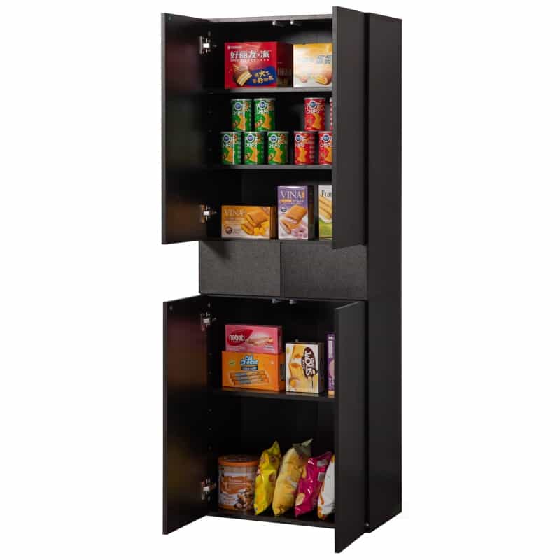 66-Inch Multi-Functional Finish Kitchen Pantry Cabinet With 4 Doors, 3 Adjustable Shelves, 2 Cabinets With 1 Drawer – Elegant Freestanding Farmhouse Storage For Kitchen, Dining And Living Room