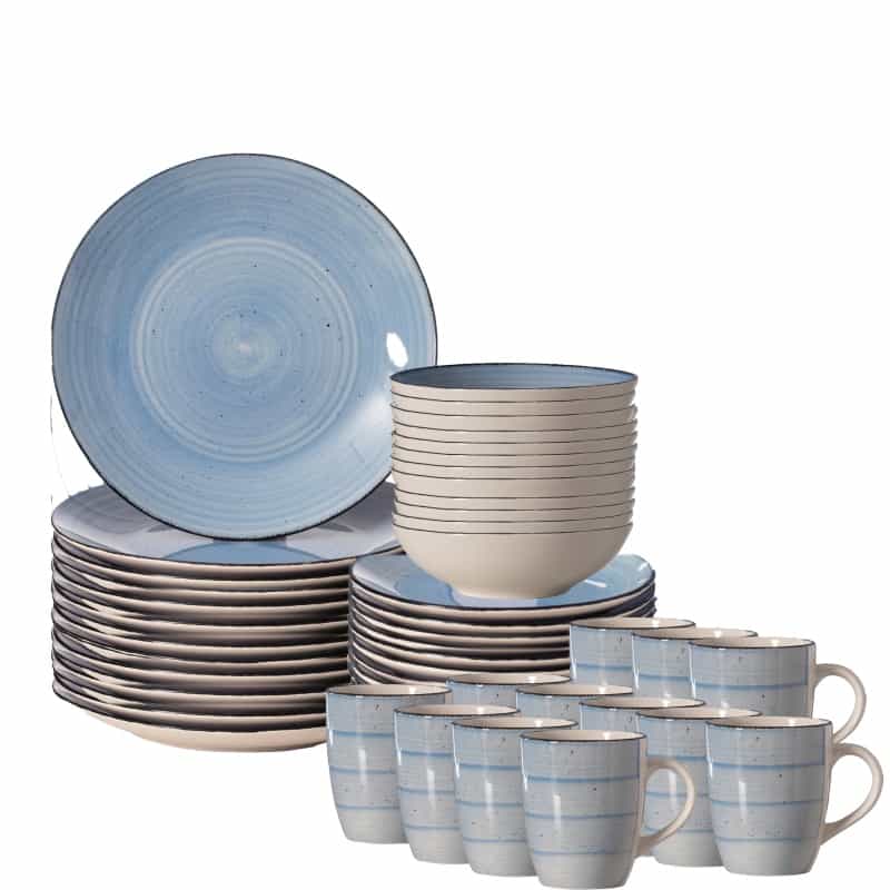 48 Pc Rimmed Dinnerware Set For 12 Person | Mugs, Salad And Dinner Plates And Bowls Sets, Dishes With Highly Chip And Crack Resistant, Dishwasher And Microwave Safe, White
