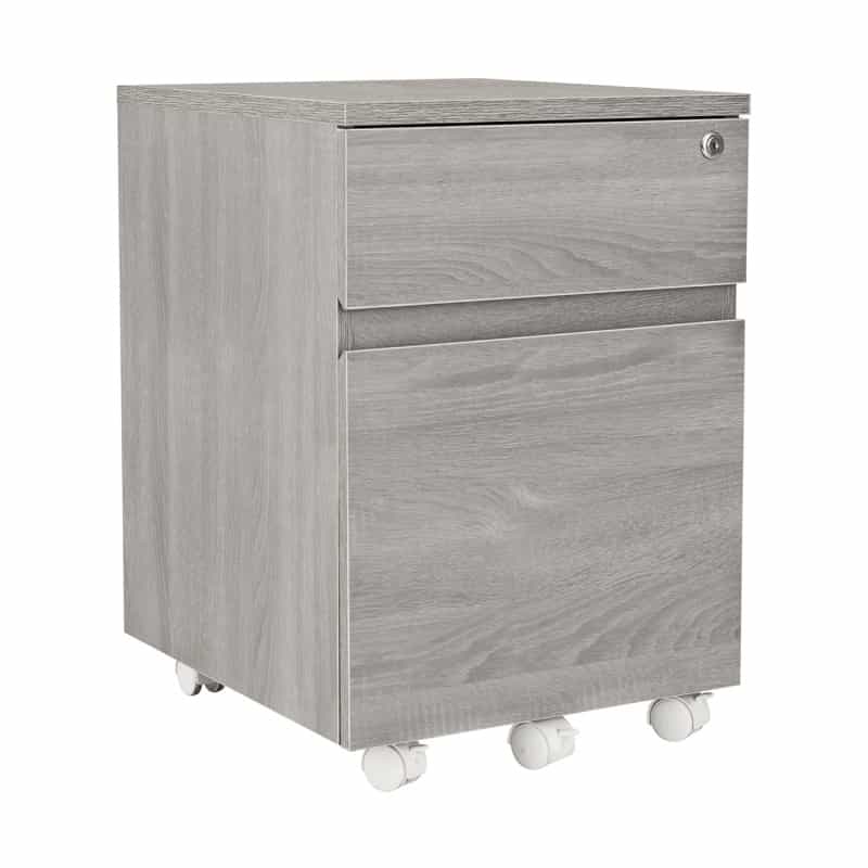Techni Mobili Rolling Two Drawer Vertical Filing Cabinet With Lock And Storage, Grey