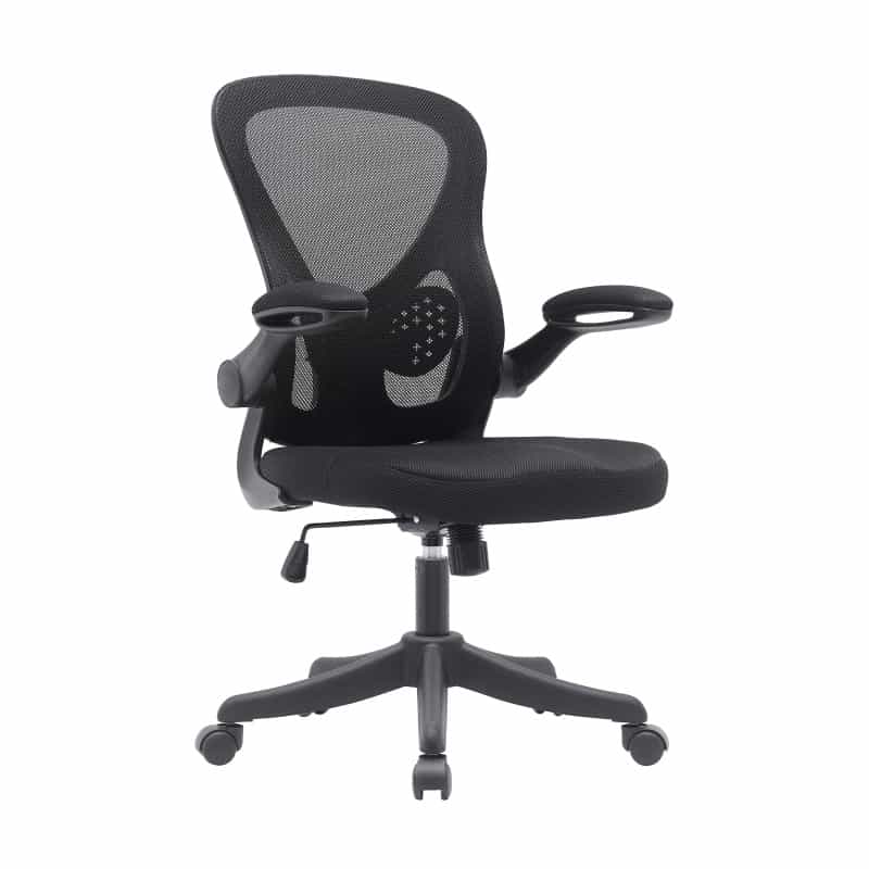 Techni Mobili Mesh Task Office Chair With Flip-Up Arms, Black