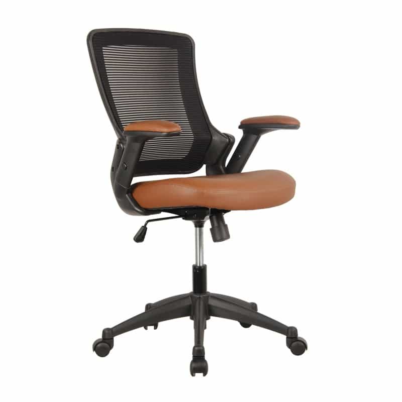 Techni Mobili Mid-Back Mesh Task Office Chair With Height Adjustable Arms, Brown