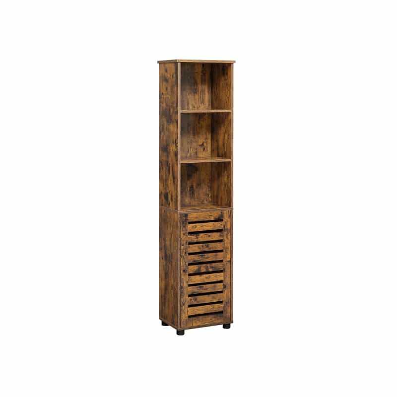 Brown Slim Storage Cabinet With Shelves