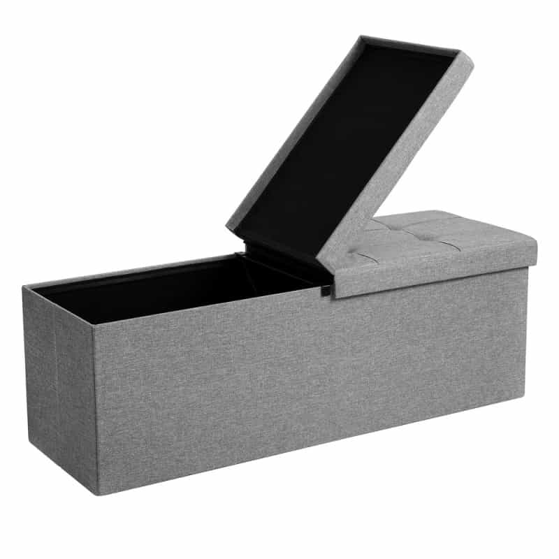 Storage Ottoman With Flip-Up Lid - Light Gray