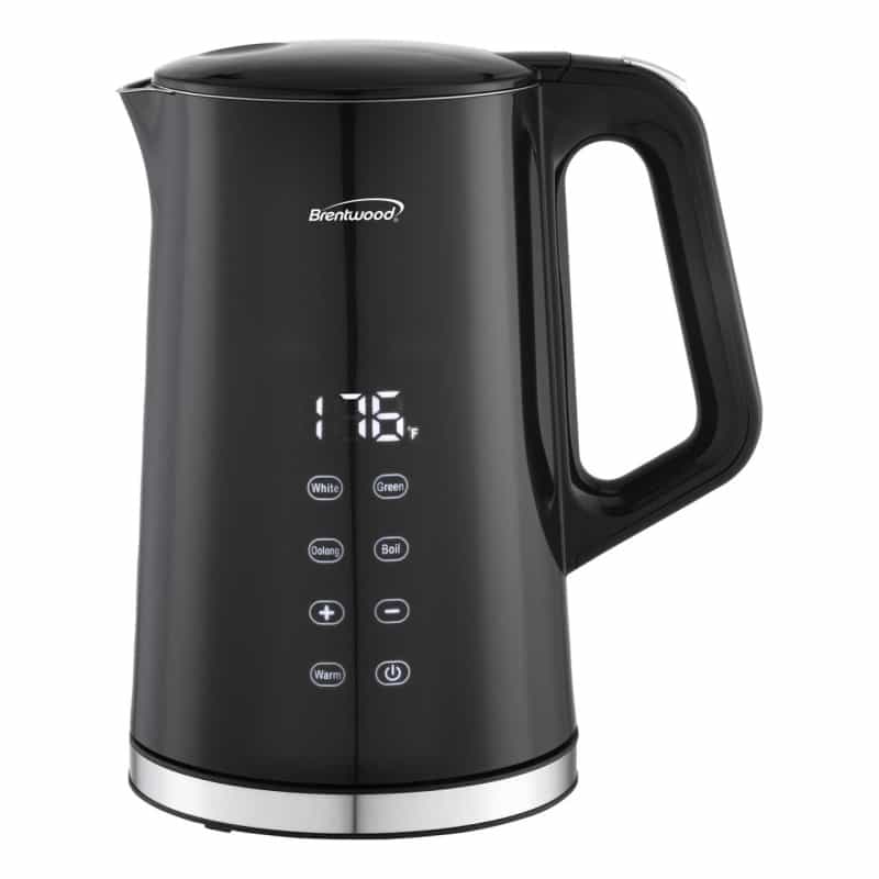 Brentwood 1.7L 1100W Bpa Free 360 Cordless Cool Touch Digital Electric Kettle In Black