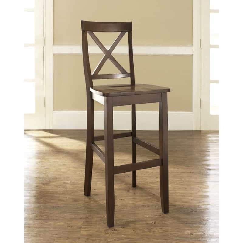 Set Of 2 - X-Back 30-Inch Solid Wood Barstool In Mahogany Finish