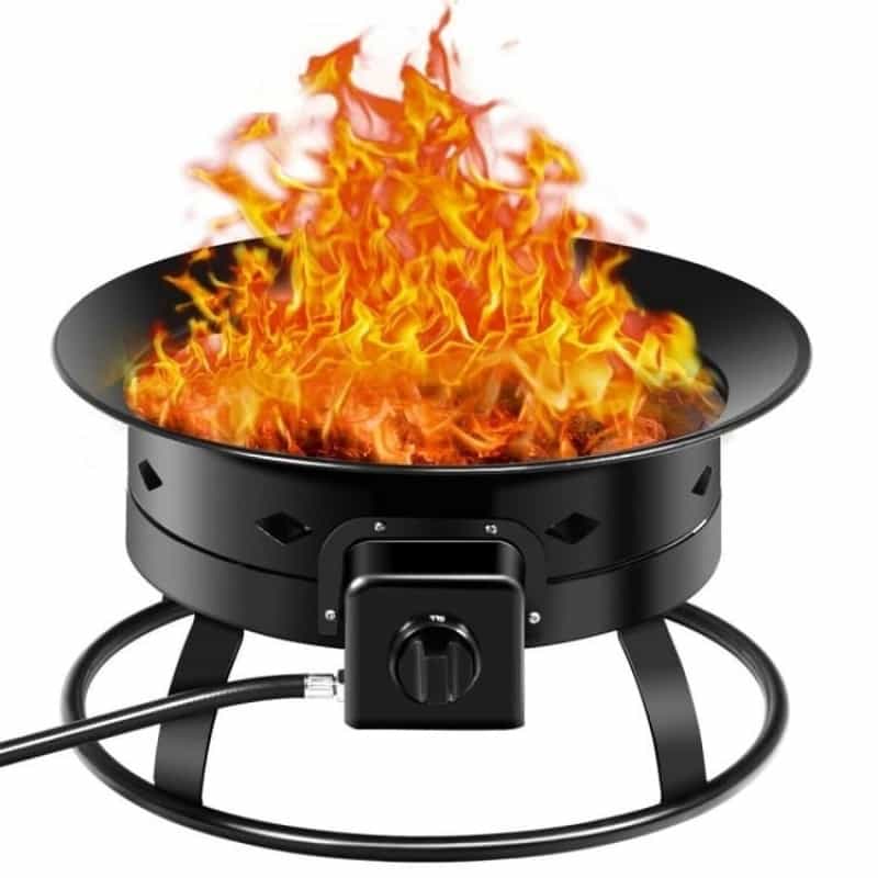 Portable Outdoor Black Metal Propane Fire Pit With Cover And Carry Kit