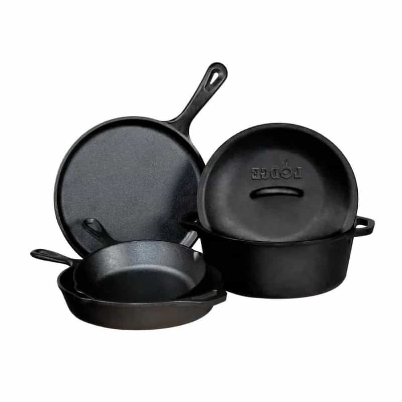 5-Piece Cast Iron Cookware Set With Dutch Oven Griddle And Skillets Made In Usa
