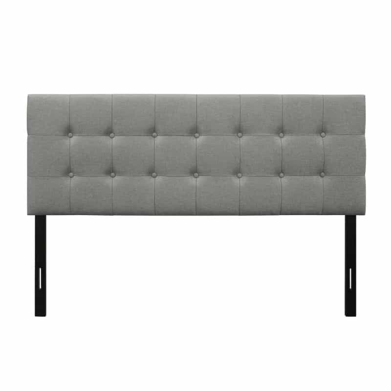 Full Size Contemporary Button-Tufted Headboard In Grey Upholstered Fabric