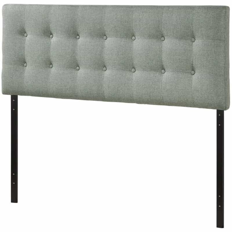 Full Size Grey Fabric Button-Tufted Upholstered Headboard