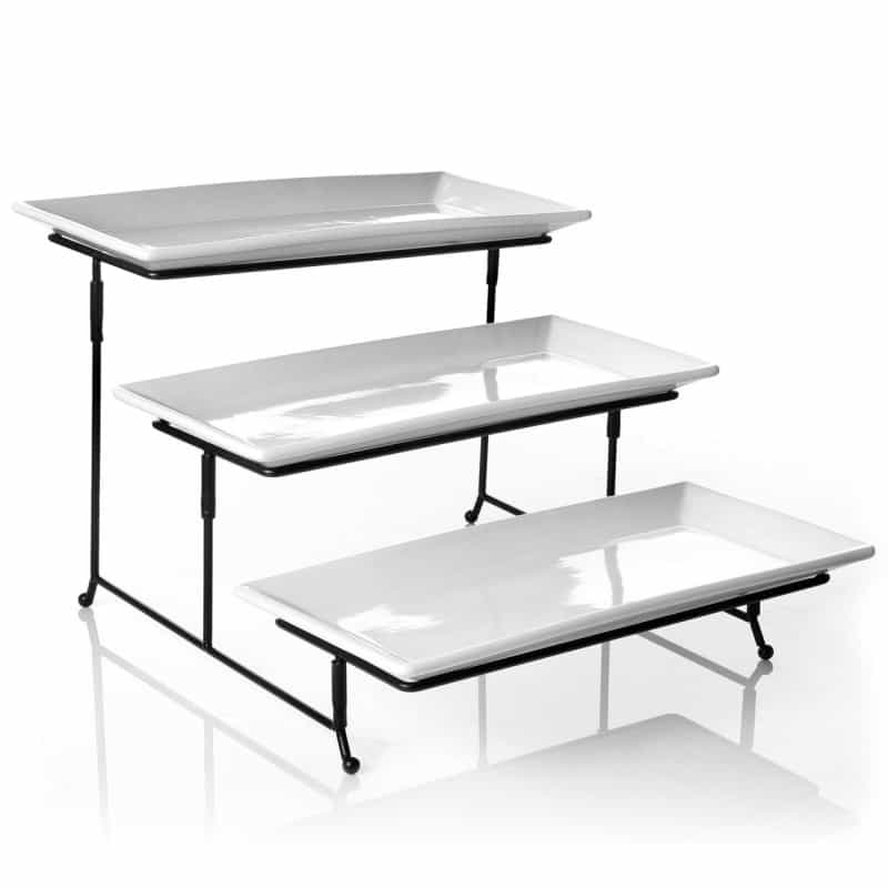Gibson Elite Gracious Dining 3-Tiered Plate Set With Metal Stand