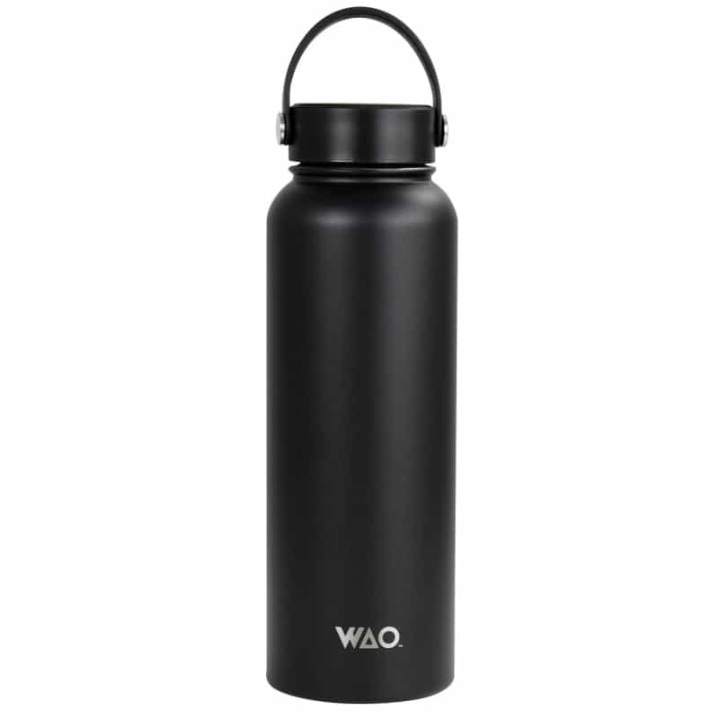 Wao 38 Oz. Thermal Bottle With Lid In Matte Black