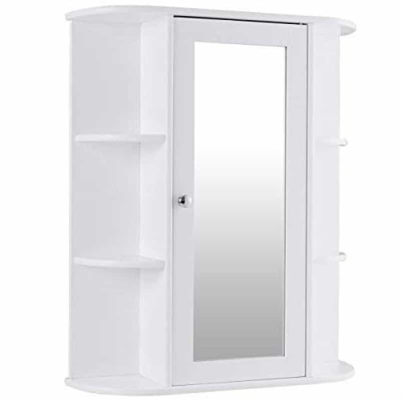 White Bathroom Wall Mounted Medicine Cabinet With Storage Shelves