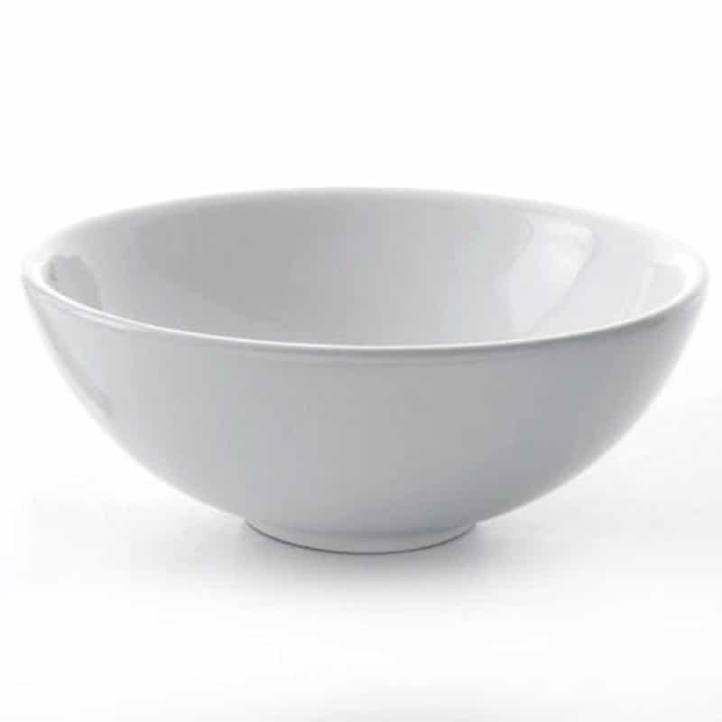 White Ceramic Round Bowl Style Vessel Bathroom Sink With 1.75-Inch Drain Opening