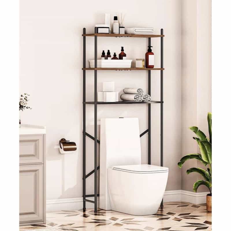 Industrial Metal Wood Style Over The Toilet Freestanding Storage Shelving Unit
