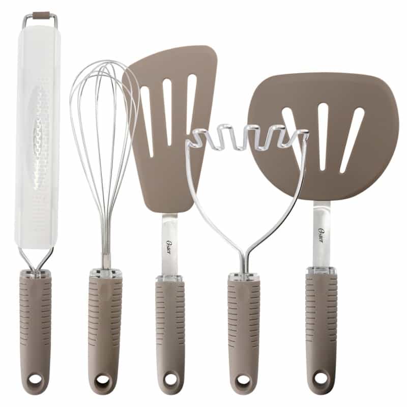 Oster Newcrest 5 Piece Prep And Cook Kitchen Tool Set In Taupe