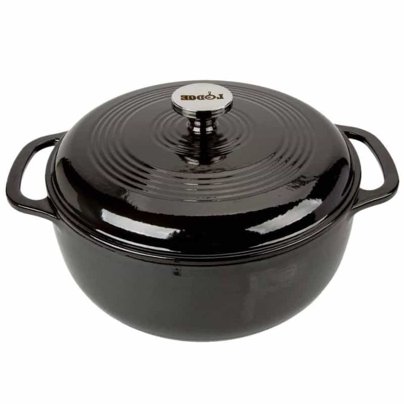Round 6-Quart Black Enamel Cast Iron Dutch Oven With Lid