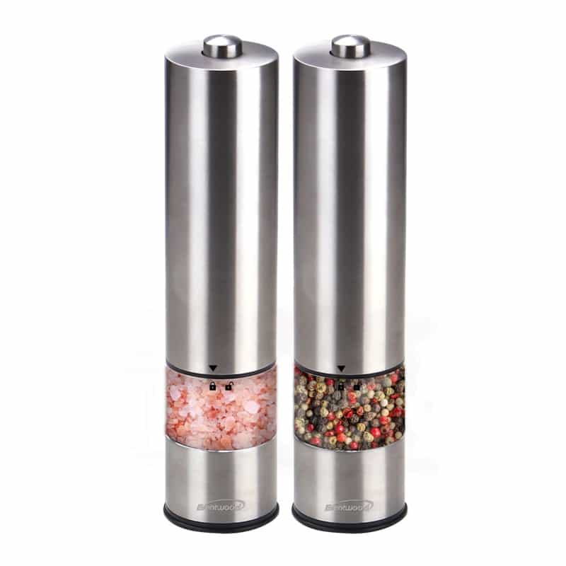 Brentwood Electric Blue Led Salt And Pepper Adjustable Ceramic Grinders