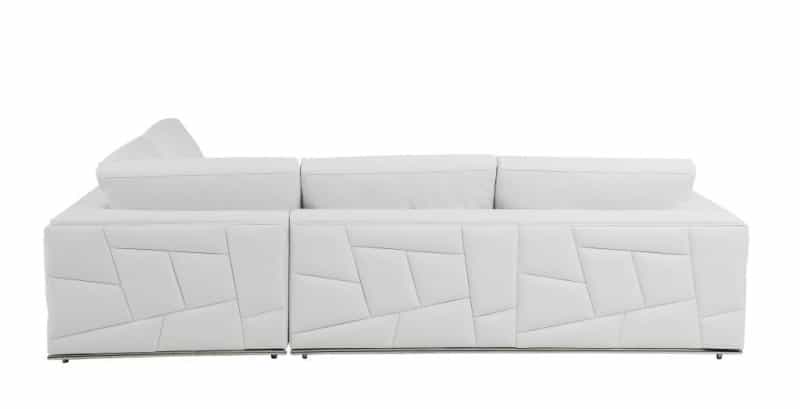White Italian Leather Reclining L Shaped Two Piece Corner Sectional