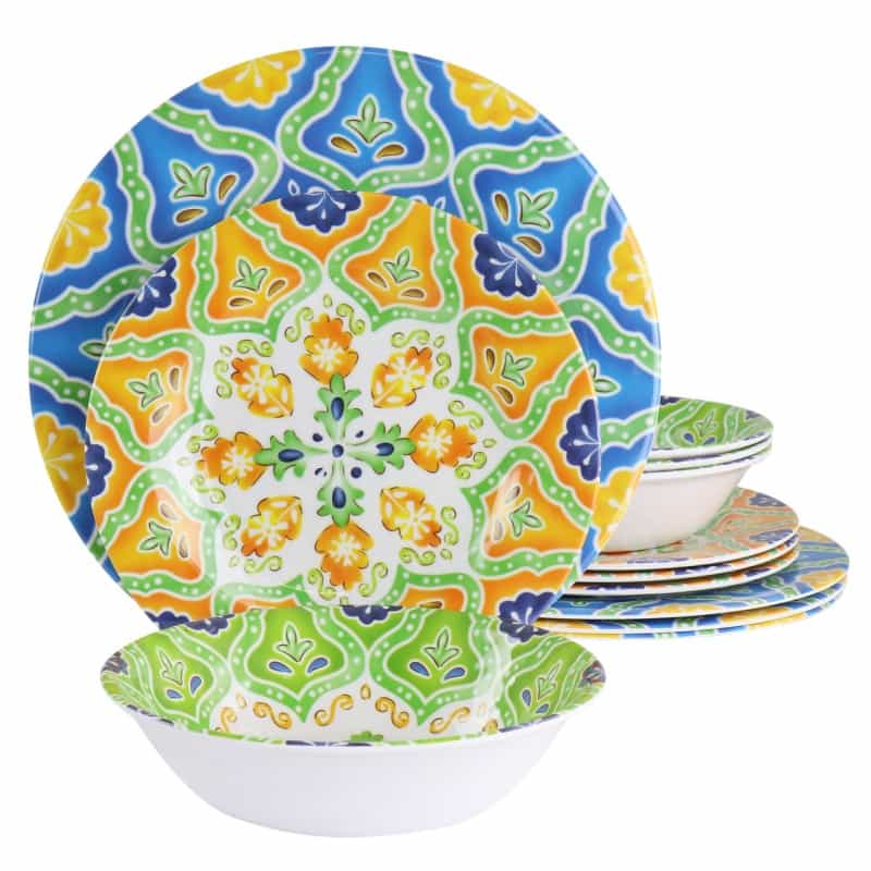 Elama Stapanya 12 Piece Melamine Dinnerware Set In Multi