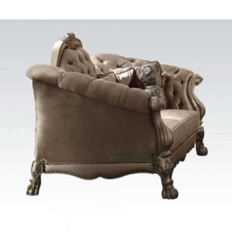 73" Bone Velvet Loveseat And Toss Pillows
