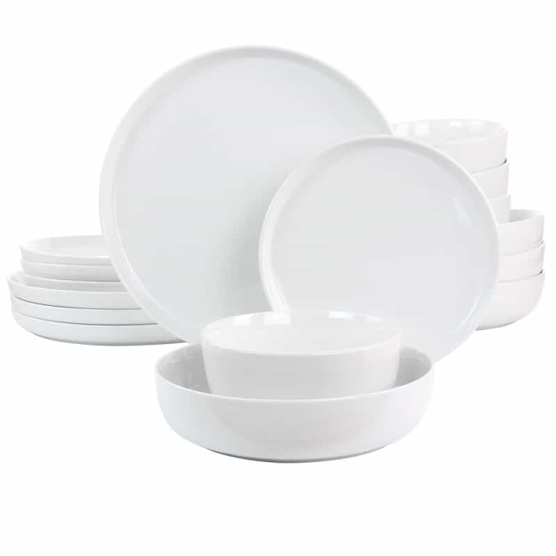 Gibson Home White Deco 16 Piece Fine Ceramic Dinnerware Set In White