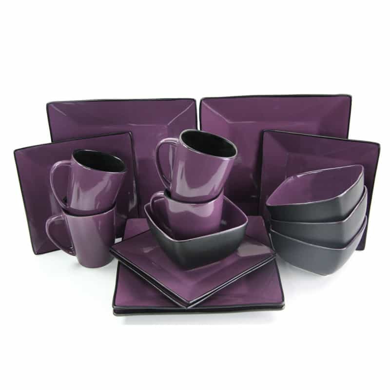 Elama Mulberry Loft 16 Piece Modern Premium Stoneware Dinnerware Set With Complete Settings For 4