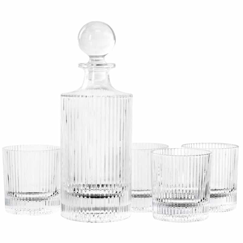 Gibson Home Acropolis 5 Piece Decanter And Double Old Fashioned Glasses Set