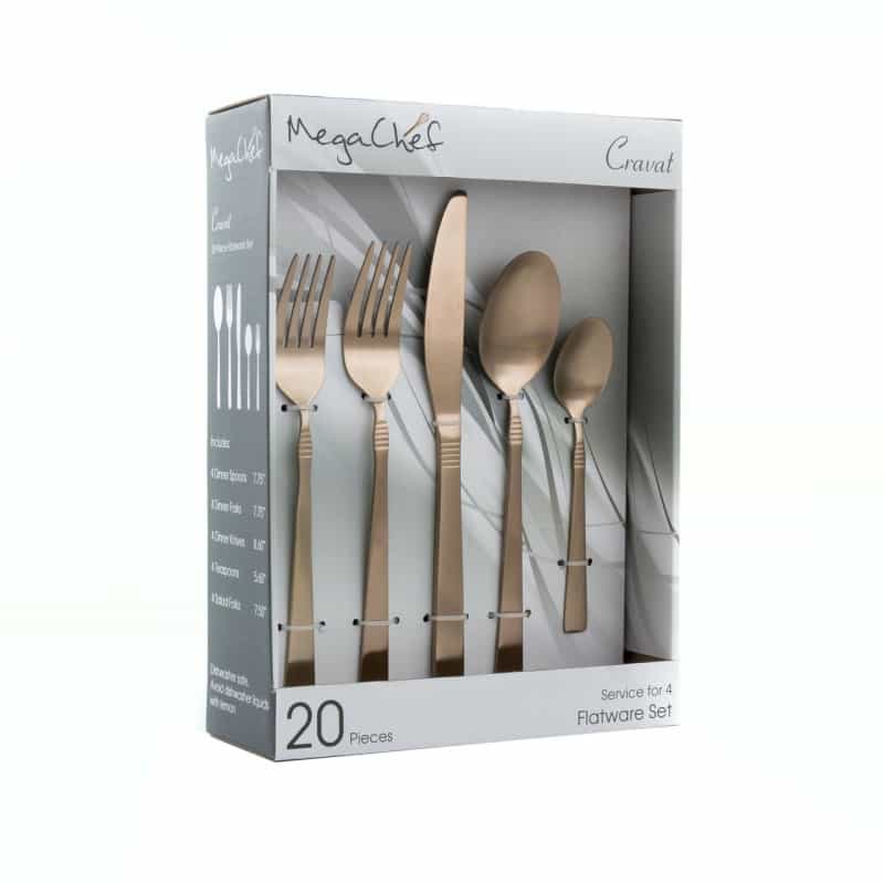 Megachef Cravat 20 Piece Flatware Utensil Set, Stainless Steel Silverware Metal Service For 4 In Ma